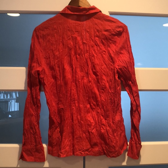 Red long sleeve blouse with stitching, crinkled look, sOliver, EUR 42/US12 - Picture 8 of 11